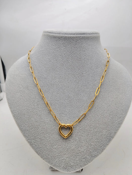 Heart Spring Charm Necklace – 18k Gold Plated Stainless Steel